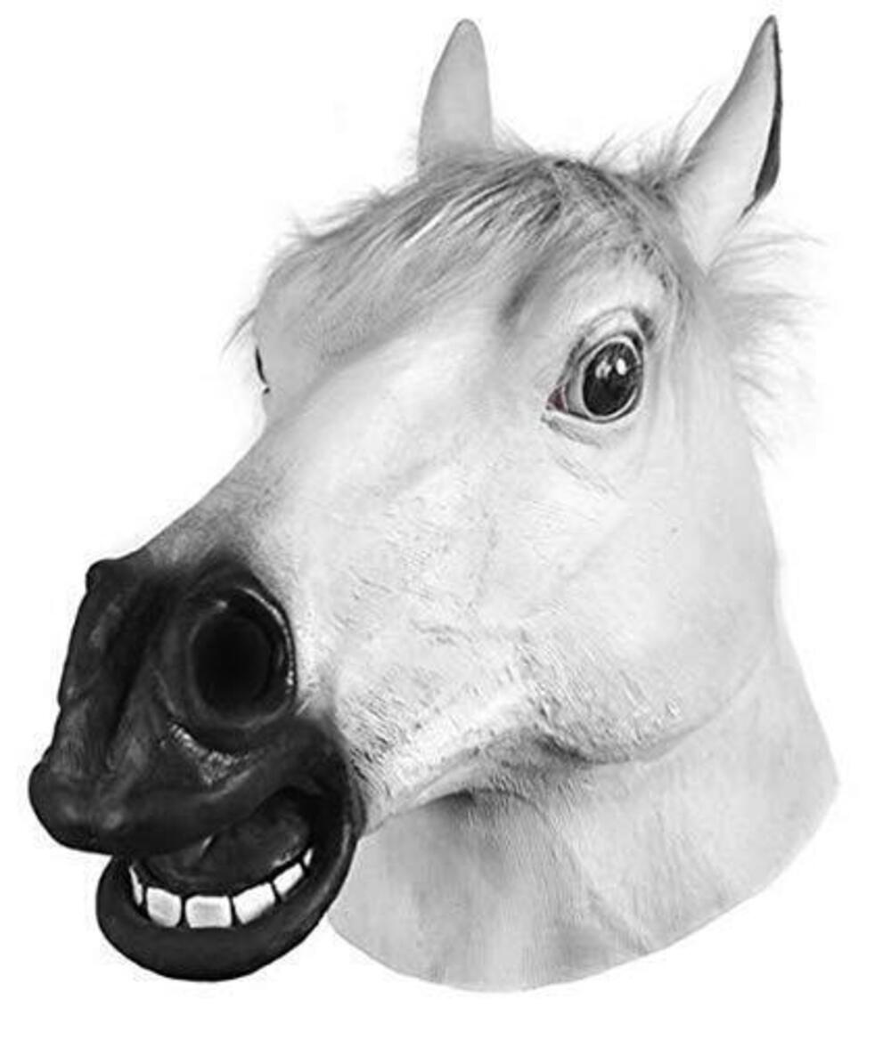 2298 Horror Scary White Horse Head Mask for Halloween Cosplay Costume Party